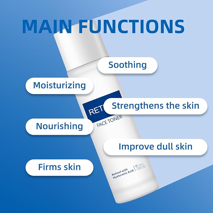 Face Toner for Women, Retinol Facial Toner, Hyaluronic Acid Skin Toner for Firming Skin, Moisturizing, Reduce Fine Lines, Oil Dry Sensitive Skin, 4.06fl.oz/120ml