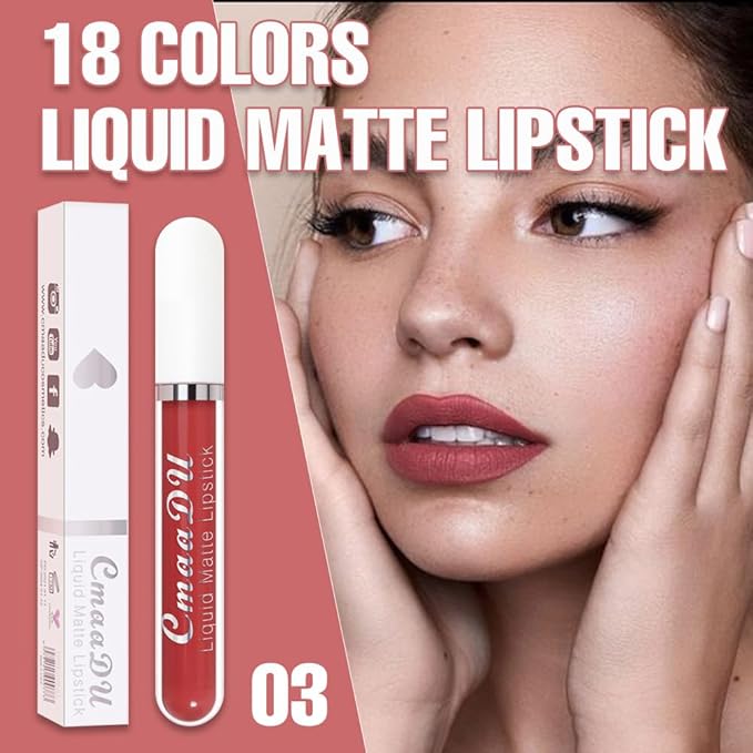 evpct 1Pcs Coral Red Liquid Matte Lipstick Lipgloss Set for Women, labiales mate 24 horas originales matte larga duracion 24 Hour Lipstick Lip Stains Long Lasting Waterproof 24, 03#