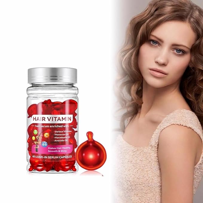 2 Box Hair Treatment Vitamin Serum Oil Capsules, No Rinse – Enriched with Vitamins A C E Pro B5 Moroccan Macadamia Avocado Oils Repair Hair Serum for Frizzy and Damaged Hair. (80 Pcs)