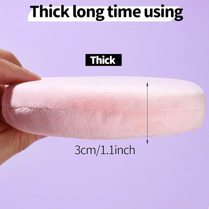 Teenitor 2Pcs 5Inch Pink Body Powder Puff, Powder Puff for Body Powder, Soft Velour Puff Pink