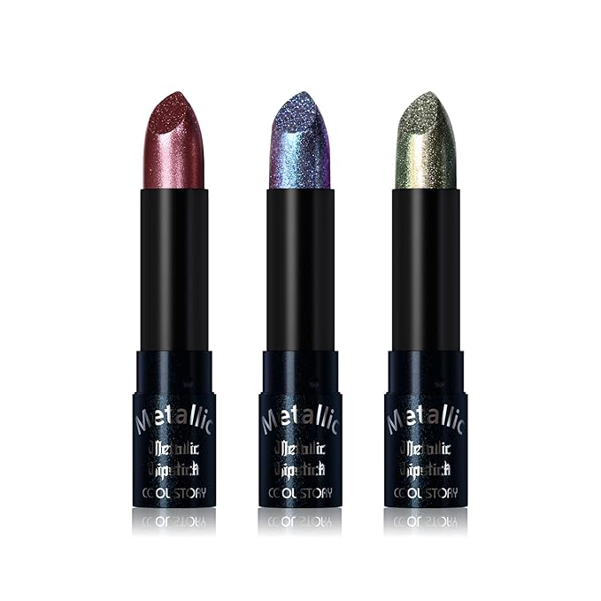Metallic Glitter Lipstick Set Shimmering Colors (Set-E)