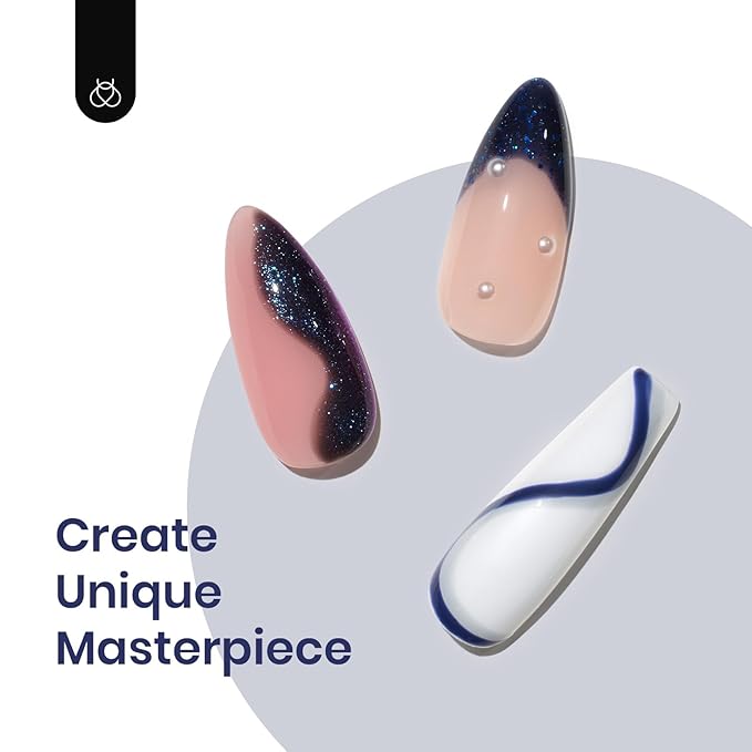 Beetles Blue Gel Polish Set, 6 Colors Glitter Dark Blue Sliver Gel Nail Polish Nail Art Design for Manicure Lovers DIY at Home