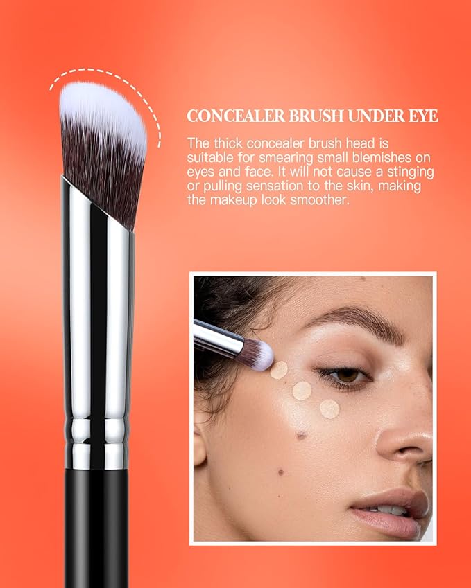 Concealer Brush for Makeup Under Eye Makeup Brush Nose Contour Brush for Eye Cream Liquid Foundation Cream Concealer (Black, E871)