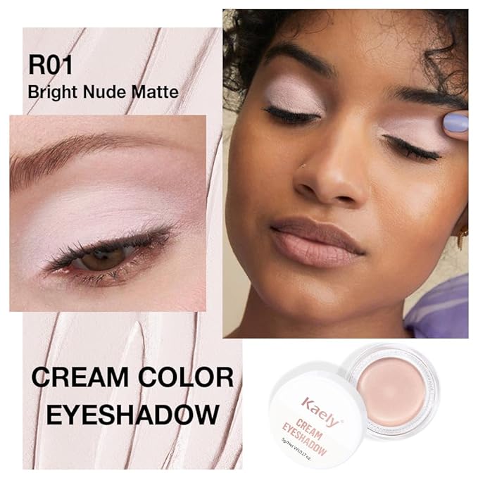 Single Cream Bright Nude Matte Eyeshadow Palette Makeup, Natural Single Mini Instant Holographic Eyeshadow For Women, Sombras Crema Para Ojos, Talc, Paraben & Cruelty Free, R01