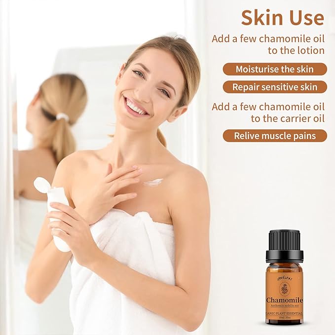 Yethious Organic Chamomile Essential Oil 100% Pure Aromatherapy Oils for Diffuser, Skin, Hair and Face, 10 Milliliters