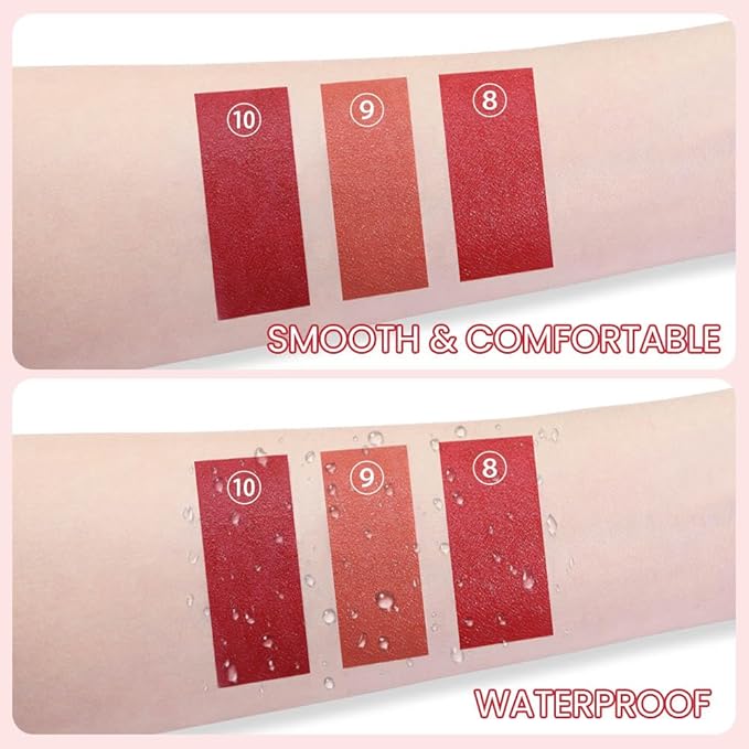 BINGBRUSH Crayon Matte Longwear Lipstick Pack Set,Moisture Smooth Color Stick Ultimate Lip Crayon for Makeup Collection - Waterproof Velvet Lipgloss (3pcs 08#&09#&10#, 3 Count (Pack of 1))