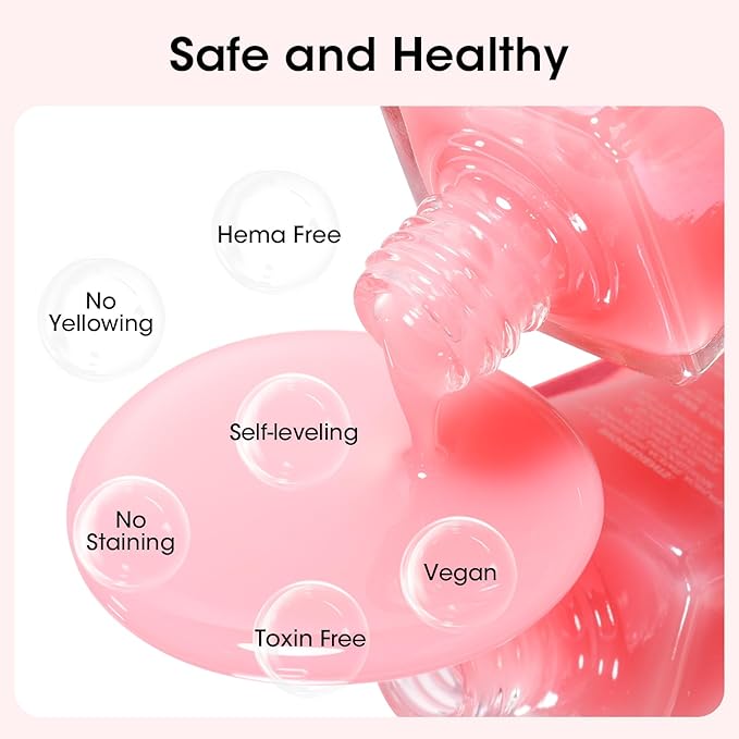GELLEN Clear Nail Polish Base Coat Sheer Tinted Pink, Natural Color Regular Nail Polish, Calcium Formula Strengthens Nails, Enhances Natural Look, Quick Air Dry, Hema Free, Non-toxic, Anti-yellowing
