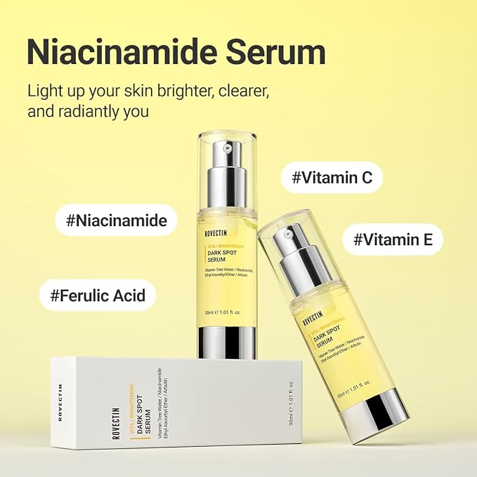 ROVECTIN Vita Dark Spot Serum for Clearing Blemish and Evening Skin Tone | Rich Vitamin C, Brightening, Hydrating For Dry, Sensitive, Normal, Oily Skin | Vegan K-Beauty (1.01 Fl. Oz, 30ml)