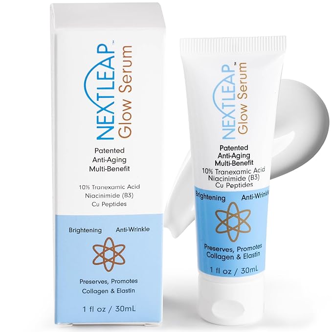 Tranexamic Acid Serum (10% Ultra-Pure), Niacinamide (4%), Copper Peptides - Patented Anti Aging Skincare Glow Cream with TXA for the Face, Neck and Even Hands - Lightweight, Fast Absorbing - 1 Fl Oz