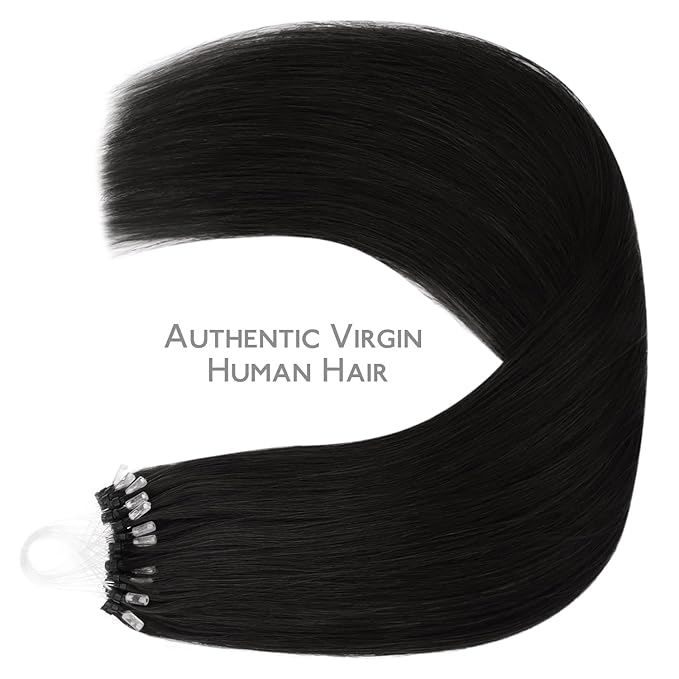 WENNALIFE Microlink Hair Extensions Human Hair, 50g 50s 14 Inch Natural Black Remy Micro Bead Hair Extensions Real Human Hair Micro Link Micro Loop Micro Ring Hair Extensions Straight Microlinks