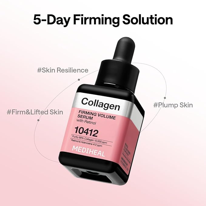 Mediheal Collagen Firming Volume Serum with Retinol 1.35 fl oz - Face Serum for Korean Glass Skin Look, Anti-Wrinkle, Pore Care & Long-Lasting Hydration