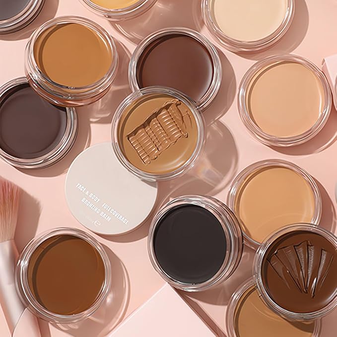 Kaely 2Pcs Cream Pot Concealer Full Coverage Makeup Set, Under Eye Brightener Color Correcting Concealer for Dark Circles, Waterproof Foundation Palette with Brush, Corrector de ojeras, 09+10