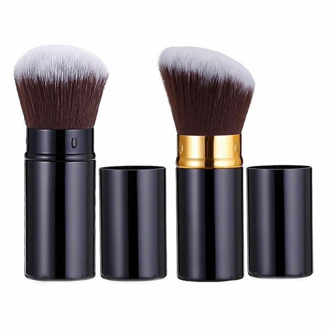 Retractable Foundation Makeup Brushes, Travel Kabuki Powder Brush Liquid Foundation Brush with Cover Perfect for Blending Liquid, Bronzer, Buffing, Cream, Flawless Powder Cosmetics