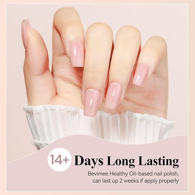 Nude Nail Polish Set: Quick Dry Nail Lacquer Non Ge Regular Sheer Colors White Nude Light Pink Natural Fingerpolish Fast Drying DIY Salon Gift For Women, 6 Colors 8lm/0.27fl.oz