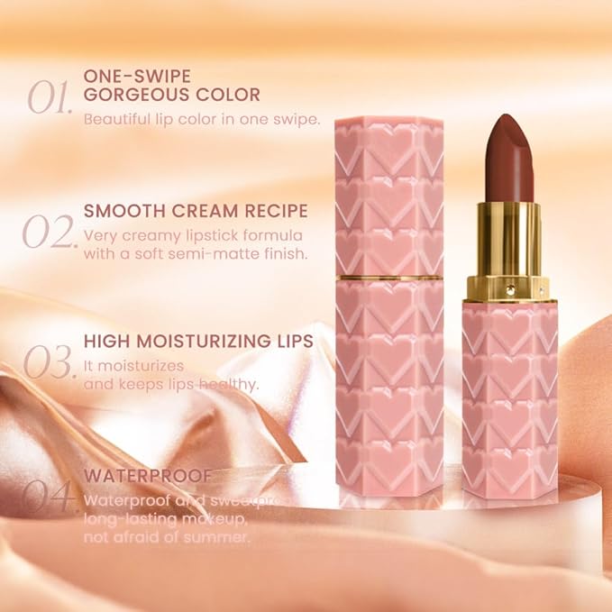 evpct 1Pcs Dark Brown Lipstick, Silky Velvet Matte Lipstick Pack Sets for Women, Long Lasting Smudge Proof Lipstick Lip Stain Makeup Kit matte lipstick 24 hours original N05