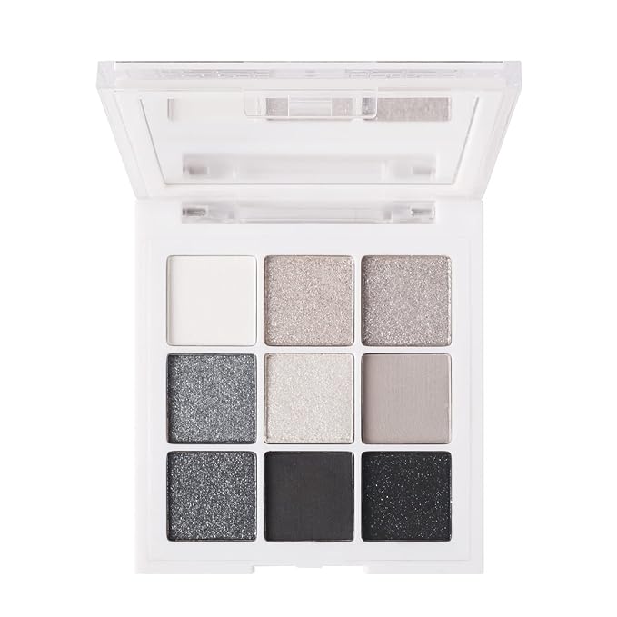 MEICOLY 9 Colors Glitter Eyeshadow Palette,Upgraded Black Smokey Gray Silver Eyeshadow,Eye Shadow Eye Makeup,Shimmer Matte Eyeshadow Palette with Mirror sombras negra para ojos para de ojos