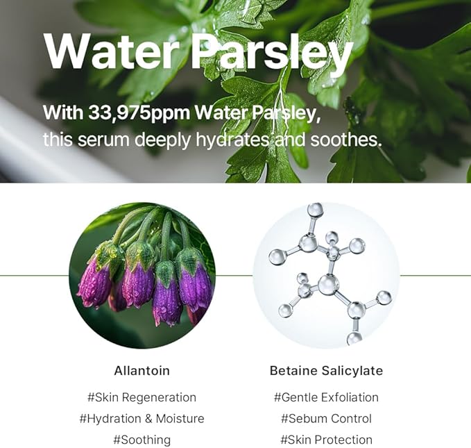 ROUME Balancing Water Parsley Toner 6.76 fl.oz. (200ml) – Korean Facial Toner for Oily Skin, Pore Tightening & Sebum Control, with 33,975ppm Water Parsley Extract, Anti-Aging & Brightening