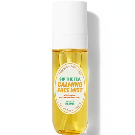 Handmade Heroes Sip The Tea Calming Face Mist Serum – Hydrating Facial Spray with Chamomile, Jasmine & Hyaluronic Acid – Vegan, Alcohol Free Formula for Dewy, Refreshed Skin – 2.2 fl oz
