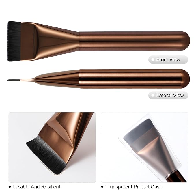 Flat Foundation Brush,Korean Makeup Brush Spatula Facial Brush for Liquid Foundation,Premium Face Makeup Brush for Blending Cream (Coffee)