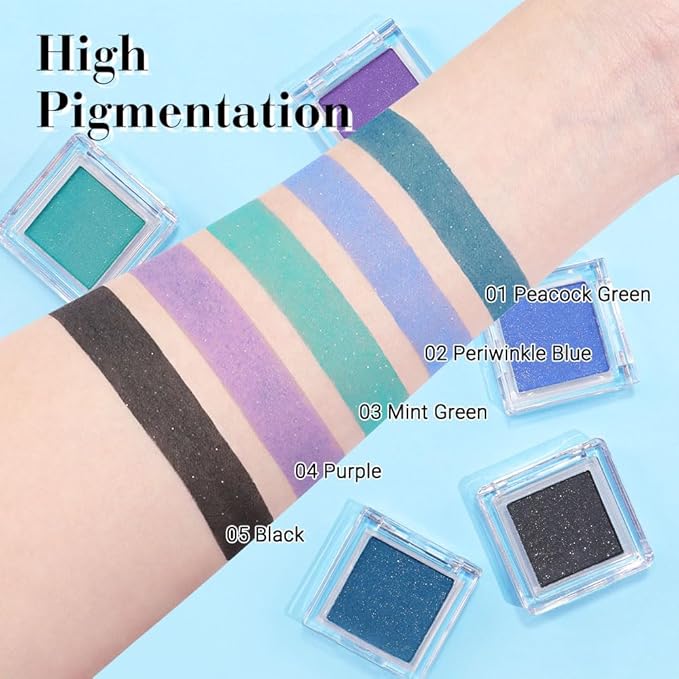 Shimmer Single Eye Shadow Palette Makeup, Mint Green Shimmer Monochrome Eyeshadow Halloween Birthday Party Wear For Green Blue Eye, Pigmented Waterproof Sombras Para Ojos