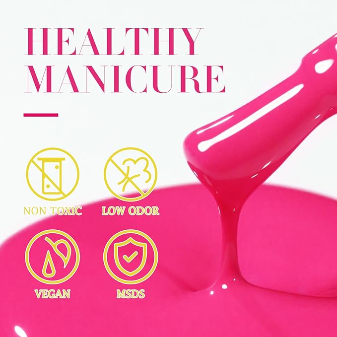 Double Rhythm 15ML Gel Nail Polish Pure Sheer Same Color Same Bottle Soak Off Gel Polish Art Manicure Salon DIY at Home for Women (Hot Pink-A1312)