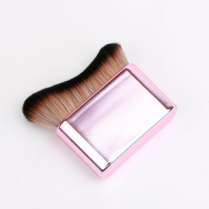 Yoseng Self Tan Brush for Body - Self Tanner Brush with Wavy Vegan Bristles, Pink Rose Gold Handle - Multiuse Body Makeup Brush for Sunscreen, Lotion & Tanning Mousse