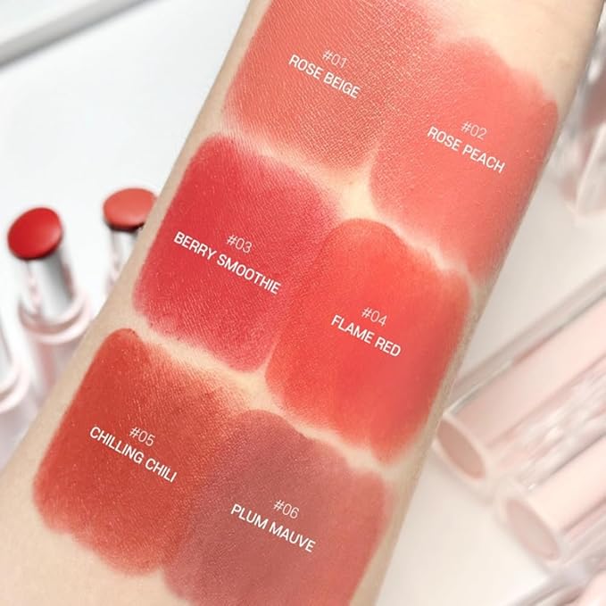 YNM Cream Matte Lipstick, Pigmented Long Lasting Velvet Finish, Creamy Soft Texture, Full Coverage, Lightweight, Moisturizing, Hydrating Lipstick for Women, FLAME RED, 0.19 Fl Oz