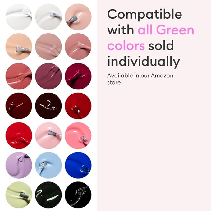 Manucurist System Green Pink (Hortencia) - Professional Manicure Set, Vegan & Plant-Based : 1 Nail Prep, 1 Base Coat, 1 Pink Nail Polish, 1 Top Coat, Drying Drops - No Lamp - Beauty Gift For Woman