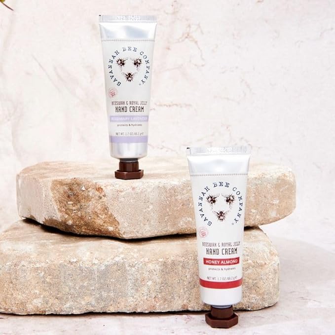 Savannah Bee Company Luxe Hand Cream Set - Rich Natural Honey Almond - Soothing Rosemary Lavender - Vitamin-Rich Dual Scent