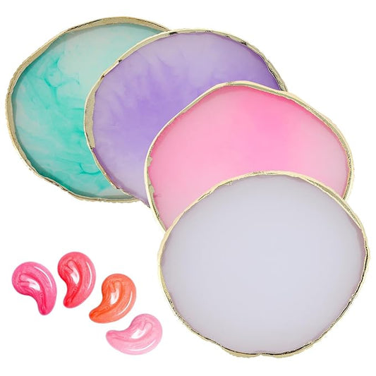 4 Pack Nail Art Palette, Resin Polish Color Design Makeup Mixing Plate - 4 Colors Mini Paint Palette for Nails