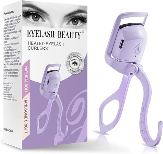 Premium Heated Eyelash Curlers Elevate Your Lash, Rapid Heat-up, USB Rechargeable Electric Eyelash Curler with Sensing Heating Silicone Pad, Heated Lash Curler with Temperature (Purple)