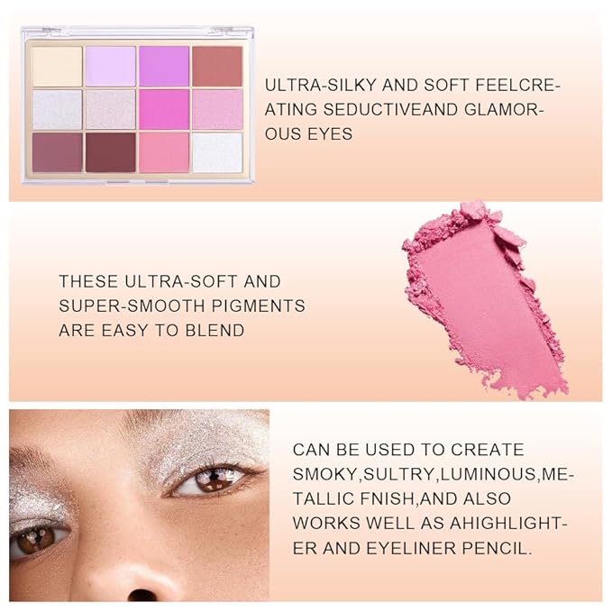 Silver Purple Mauve Eyeshadow Palette,Natural Neutral Warm Cream Light Colors Eyeshadow Palette,Eye Shadow Palette Long Lasting Naturing-Looking Make Up Pallets for Women,Vegan