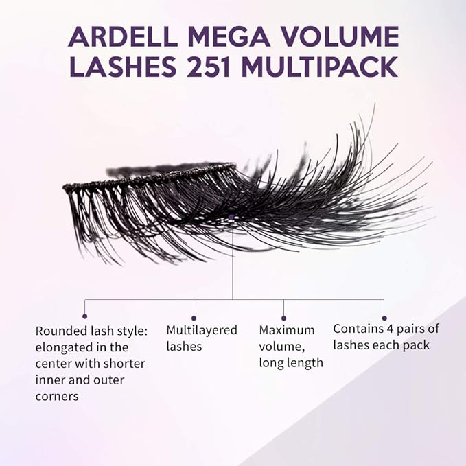 Ardell False Eyelashes Mega Volume 251, 1 pack (4 pairs per pack)