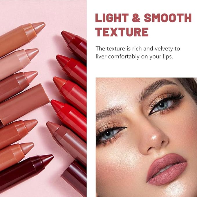 BINGBRUSH 6Pcs Crayon Matte Longwear Lipstick Pack Set,Moisture Smooth Color Stick Ultimate Lip Crayon for Makeup Collection - Waterproof Lasting Lipstick Gloss for Women(6pcs 01#&02#&03#&04#&06#&07#)