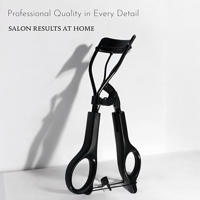 Eyelash Curler - Precision Lash Lift in Seconds with 5 Replacement Pads, Eyebrow Brush & Satin Travel Bag - Gentle & Safe, German Stainless Steel for Perfect Extra Curls - Gift (Black)