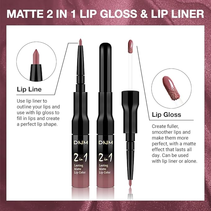 Kaely 2-in-1 Matte Lipstick and Lip Liner, Liquid Lip Stain Makeup for women Long Lasting Waterproof Smudge Proof, labiales matte mate larga duracion listip 24 hours originales, 29 Antique Rose