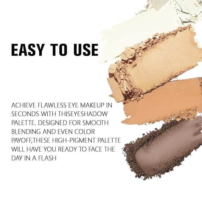 Powder Eyeshadow Quad, Light Medium Beige Brown Matte Eye Shadow Palette Makeup, Neutral Vegan Shimmer Quads Eye Shadow Palette for Older Women Pigmented Waterproof, paleta de sombras de ojos