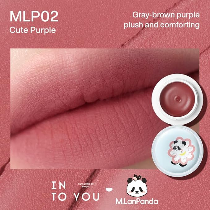 INTO YOU x M.Lan Panda Matte Liquid Lipstick for Women, Canned Long Lasting Pink Lipstick Waterproof with Lip Brush, No Transfer, High Pigmented with Lightweight Lip Mud Texture, MLP02