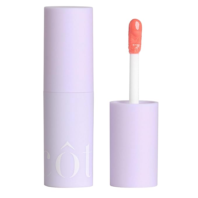 Côte Beauty's Peptide Lip Shine in Branson, Ultra Hydrating & Long-Lasting Coral Plumping Lip Gloss for Women with Hyaluronic Acid, Shea Butter & Jojoba Oil, Vegan & Cruelty-Free, 0.12 Fl Oz