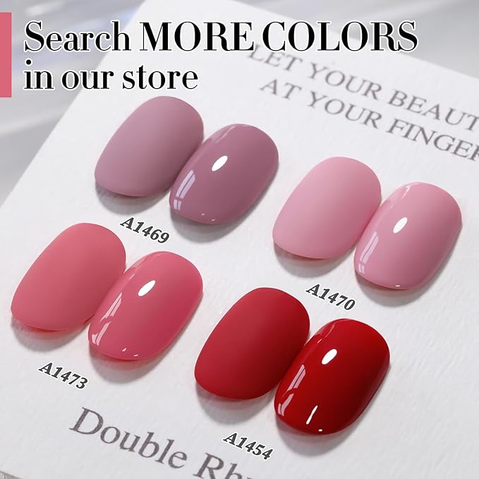 Double Rhythm 15ML Gel Polish Pure Sheer Same Color Same Bottle Soak Off Gel Polish Art Manicure Salon DIY at Home for Women (Rose Pink-A1473)