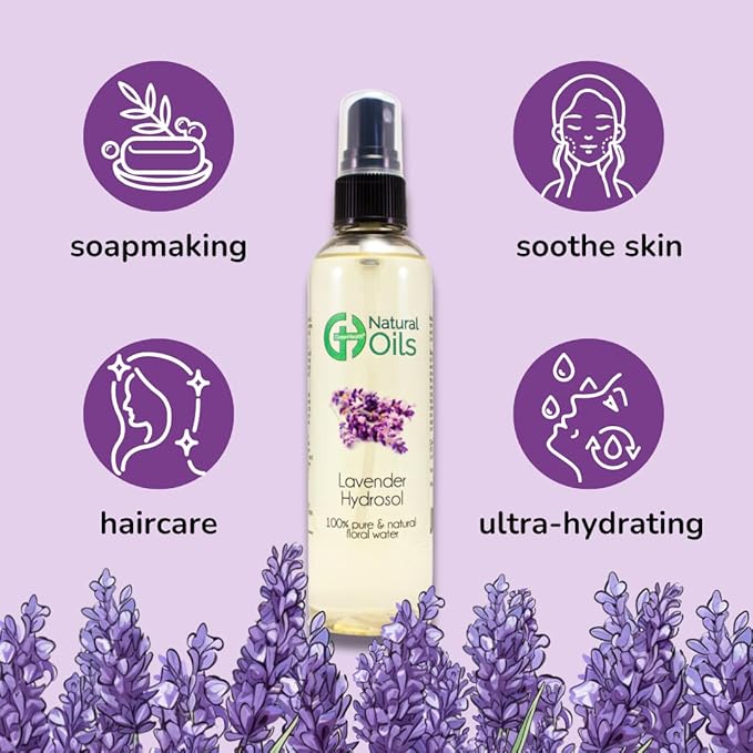 GreenHealth Lavender Hydrosol (Floral Water) - 4 fl oz Plastic Bottle w/Black Spray Cap