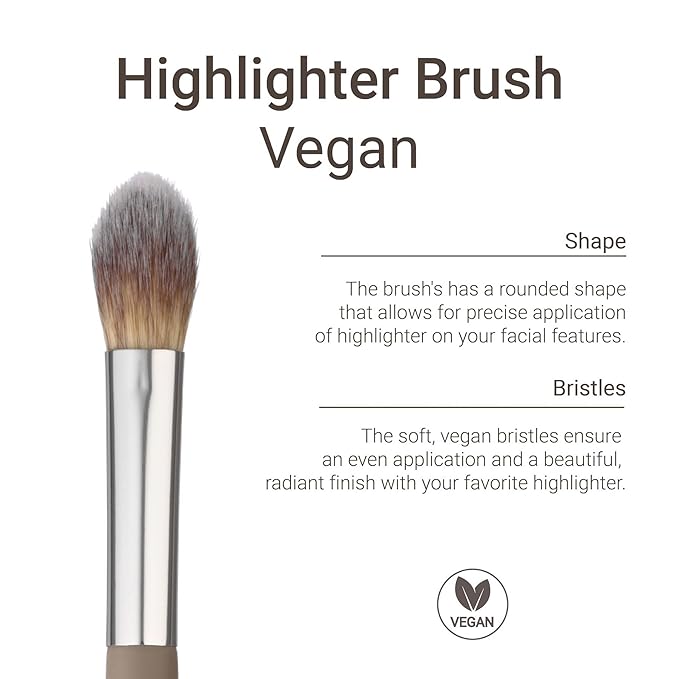 Sandstone Scandinavia Soft Collection Makeup Brush - Professional Premium Highlighter brush for applying and blending highlighter. Ultra soft bristles. Vegan Makeup brush for all skin types