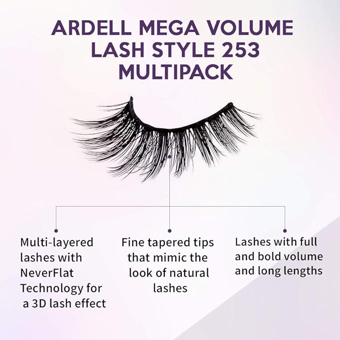 Ardell False Eyelashes Mega Volume 253 – Dramatic, Wispy Lashes, Long-Lasting Fake Lashes for Bold Eye Looks