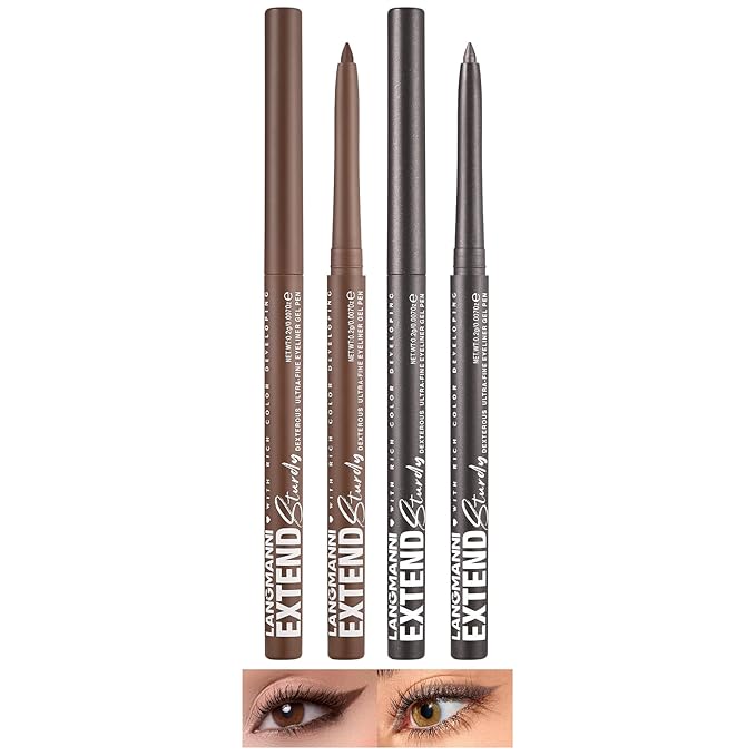 LANGMANNI 2Pcs Metal Colorful Eyeliner Pencil Set - Matte & Shimmer Eye Makeup,Smooth Use Long-Lasting & Waterproof Eyeliner Set(#09+10)