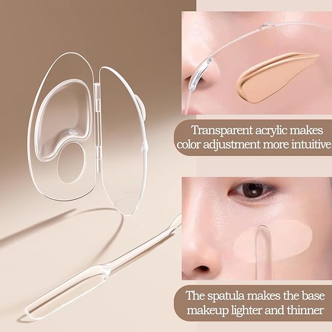 Upgraded Foundation Palette, Makupup Mixing Tray with Spatula for Makeup Artists and Beginners