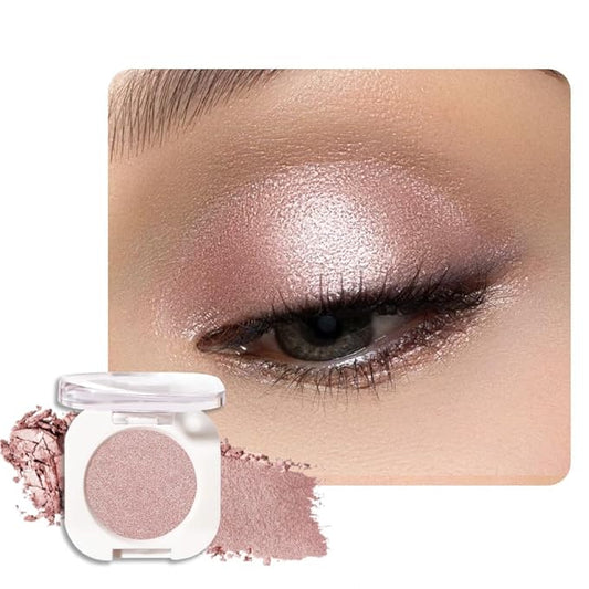 Champagne Shimmer Single Eye shadow Palette Makeup, Shimmer Sparkle Glitter Eyeshadow for Older Women, Pigmented Waterproof Sombras Para Ojos, Vegan, Talc, Paraben&Cruelty Free, Girls Eyeshadows Gift