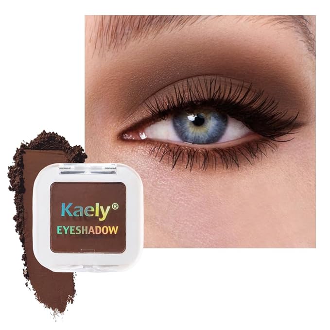 Kaely Pressed Single Eyeshadow Makeup, Coffee Matte Highly Pigmented Monochrome Eye Shadow Palette, Waterproof Neutral Powder Mini Eyeshadow, sombras para ojos, Lightweight Blendable, 09