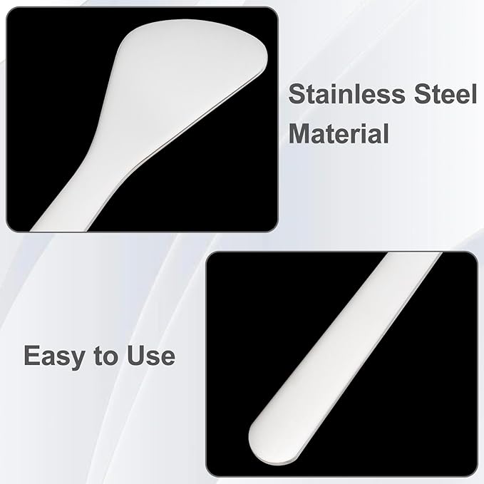 3pcs Mini Metal Makeup Spatula, Reusable Cosmetic Cream Spatulas Spoon, Skincare Scoop Applicator Facial Massage Beauty Tools for Mixing and Sampling Face Eye Cream- Silver