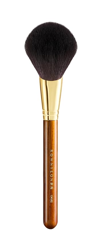 Desert Oak Series Sloped Umbrella Powder Brush - Angled Top for Effortless Powder Application, Premium Goat Hair Bristles with Bubinga Handle & Golden Brass Ferrule (CM 162)