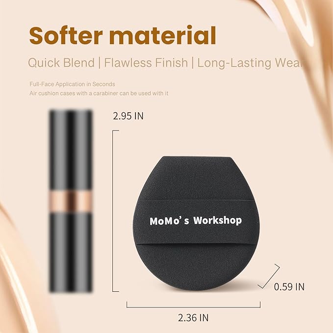 Momo's Workshop Makeup Sponge Puff, Large Beauty Puff for Quick Flawless Makeup, Concealer Puff for Liquid & Cream Foundation 3pcs